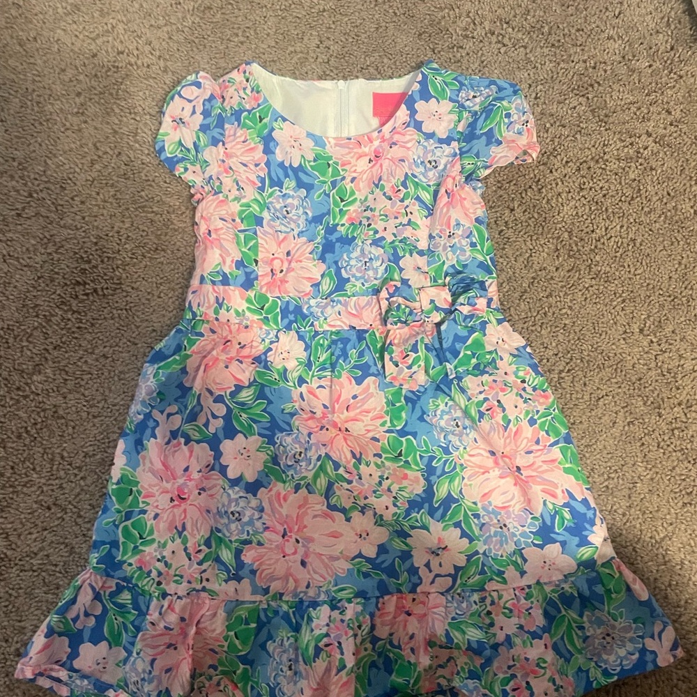 Lilly Pulitzer Floral Kids Dress in Blue and Pink
